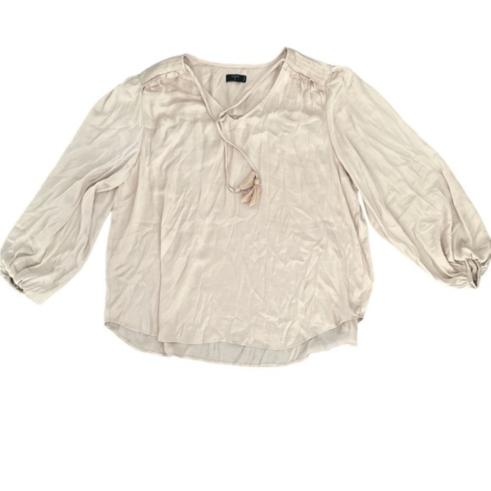 Tahari Womens Top Size 2X‎ Stone Long Sleeve Blouse Elastic Sleeve